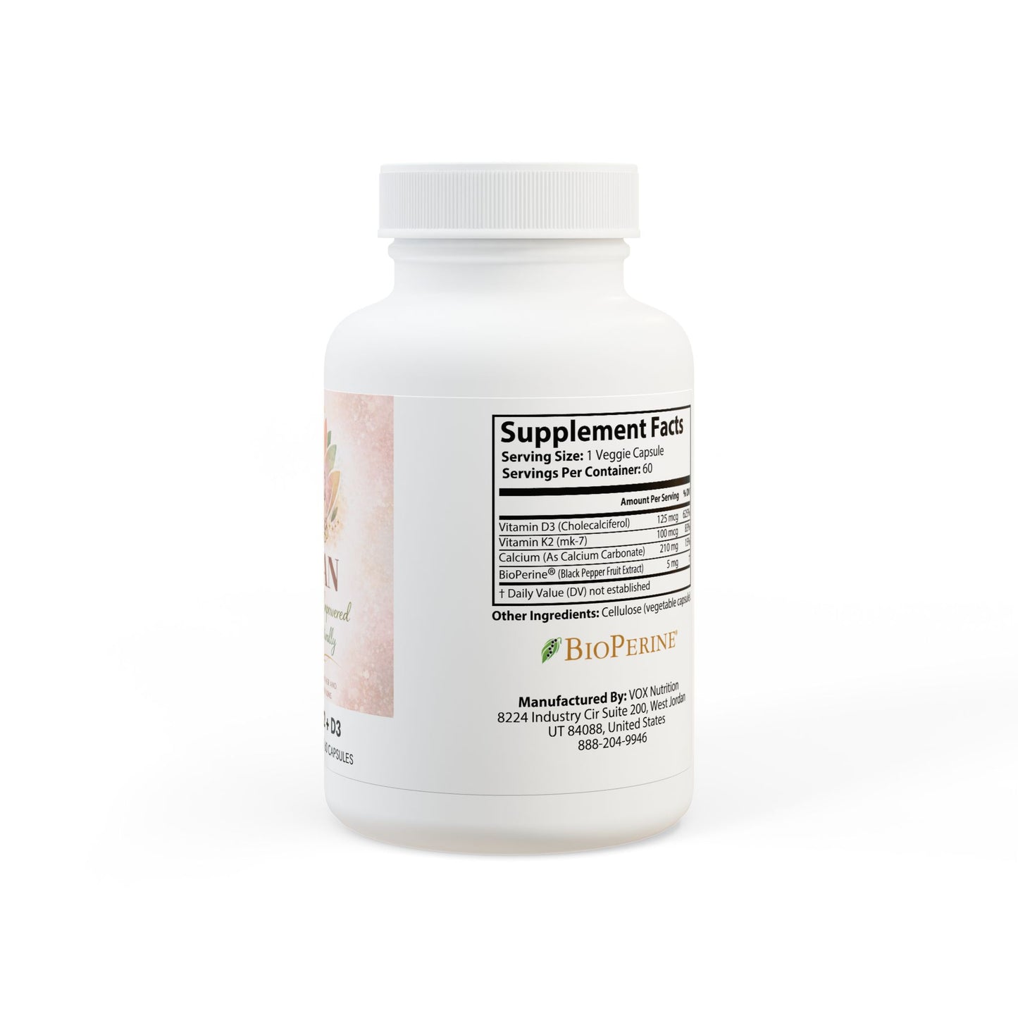 Vitamin K2 + D3 Supplement (60 Capsules)